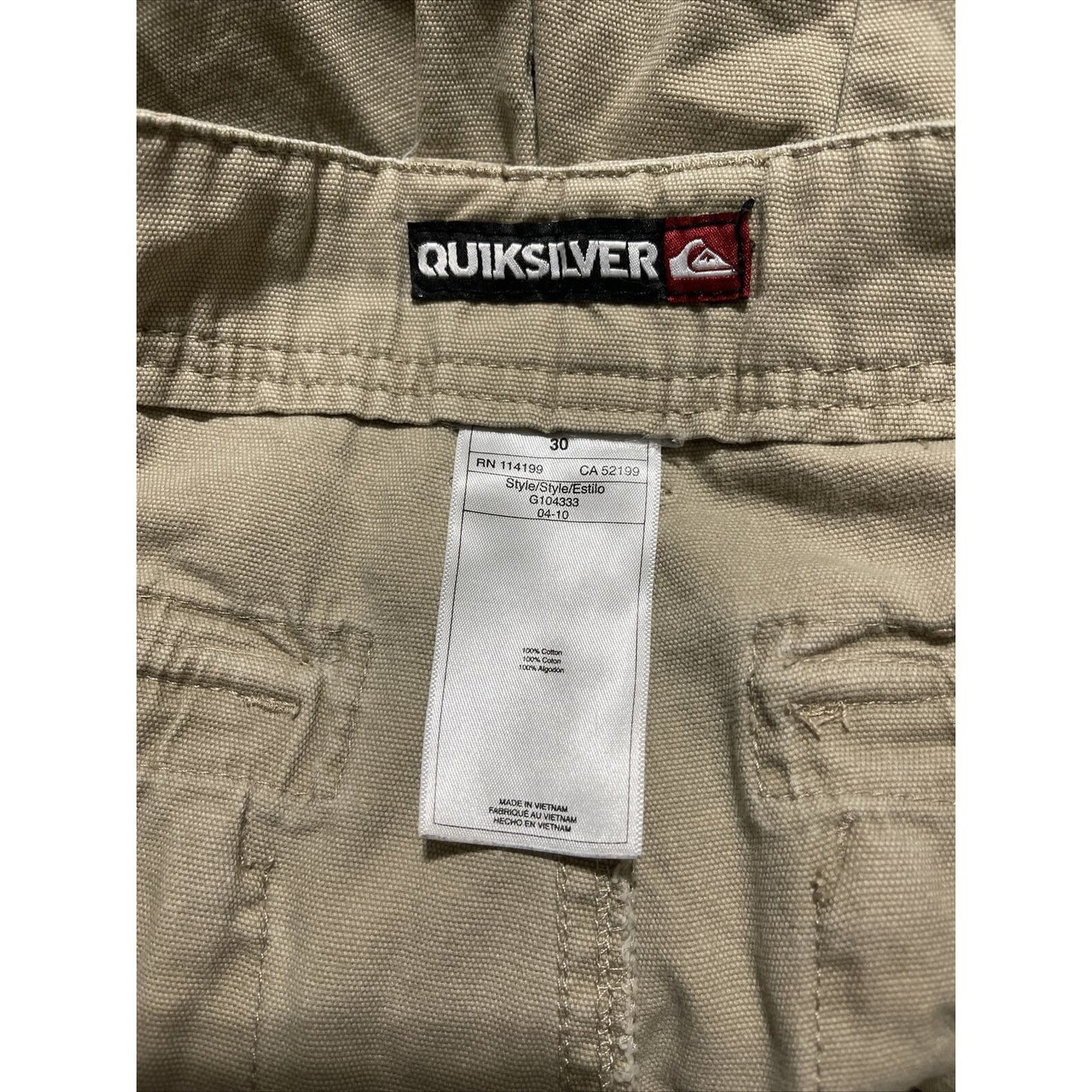 Men’s Quicksilver Khaki Cargo Shorts Size 30