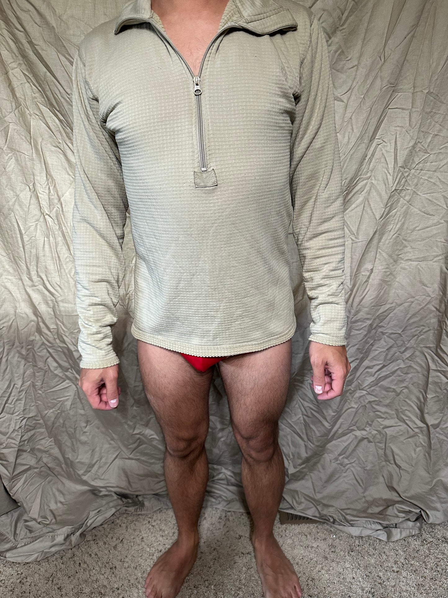 Men’s tan cold weather 1/4 zip cold weather shirt long sleeved gen iii