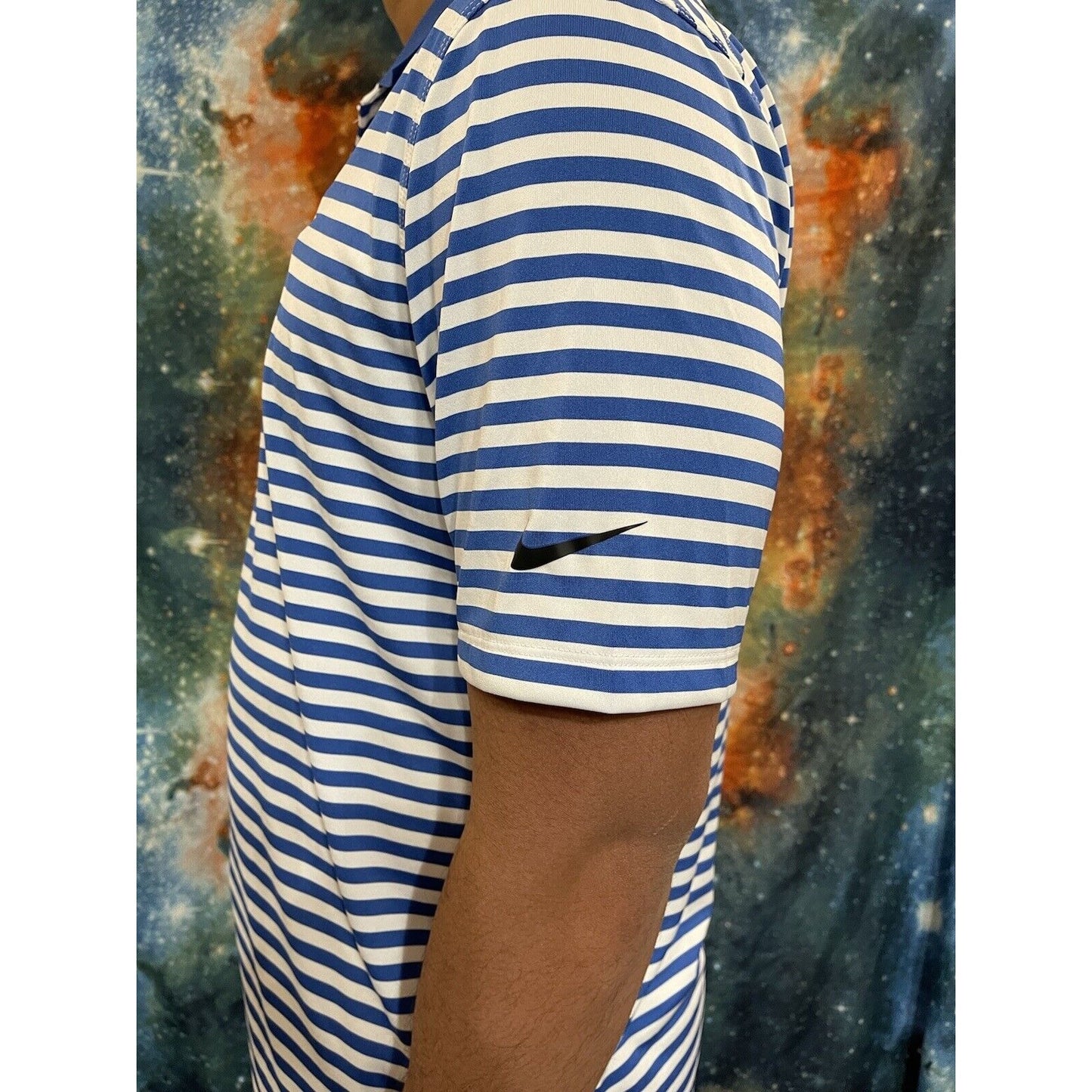 Men’s Doherty High School Spartans Striped blue Nike Golf Shirt Sleeve Shirt L