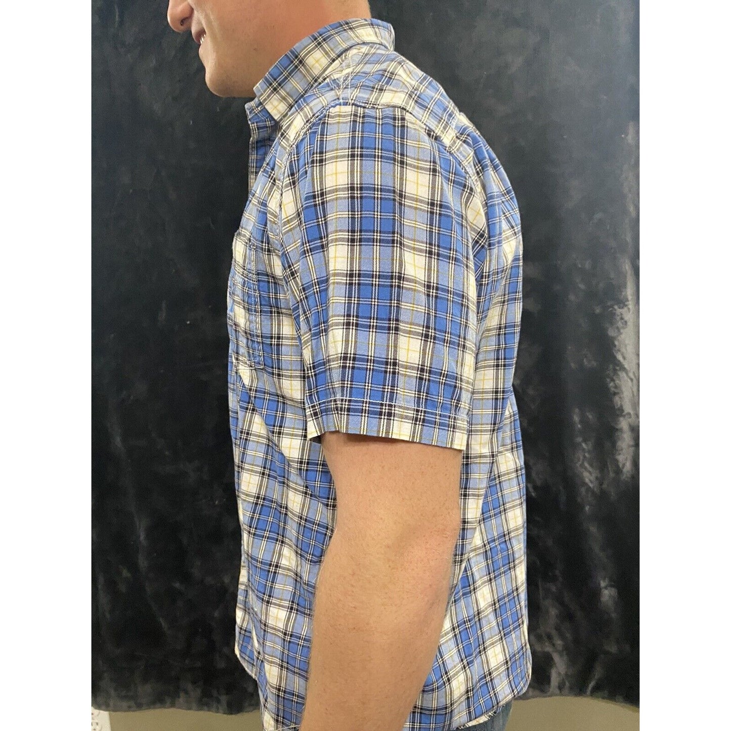 NAUTICA Blue And White Plaid Short Sleeves Button-down shirt Men’s Large