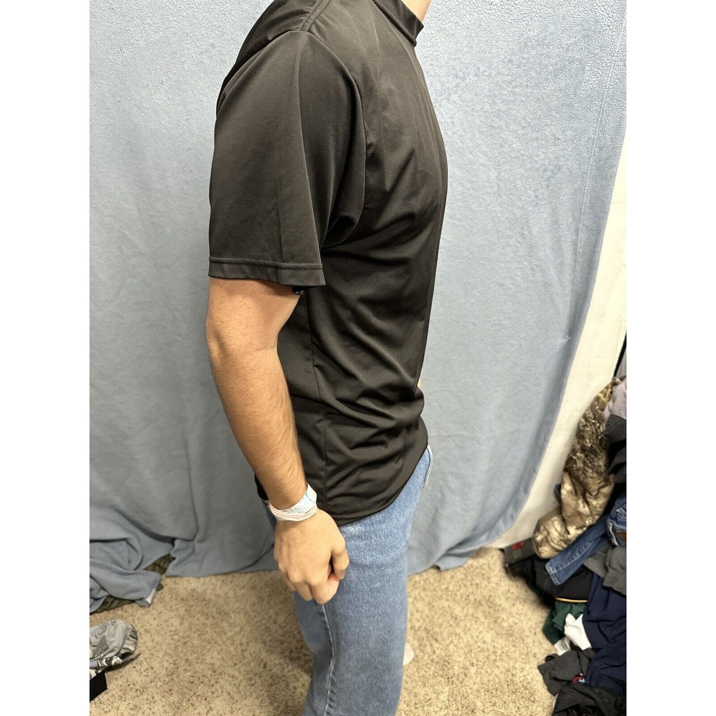 Men’s Army Small Tshirt Physical Fitness Uniform Black Polyester