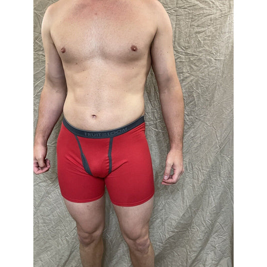 men's red  fruit of the loom cotton boxer brief Small