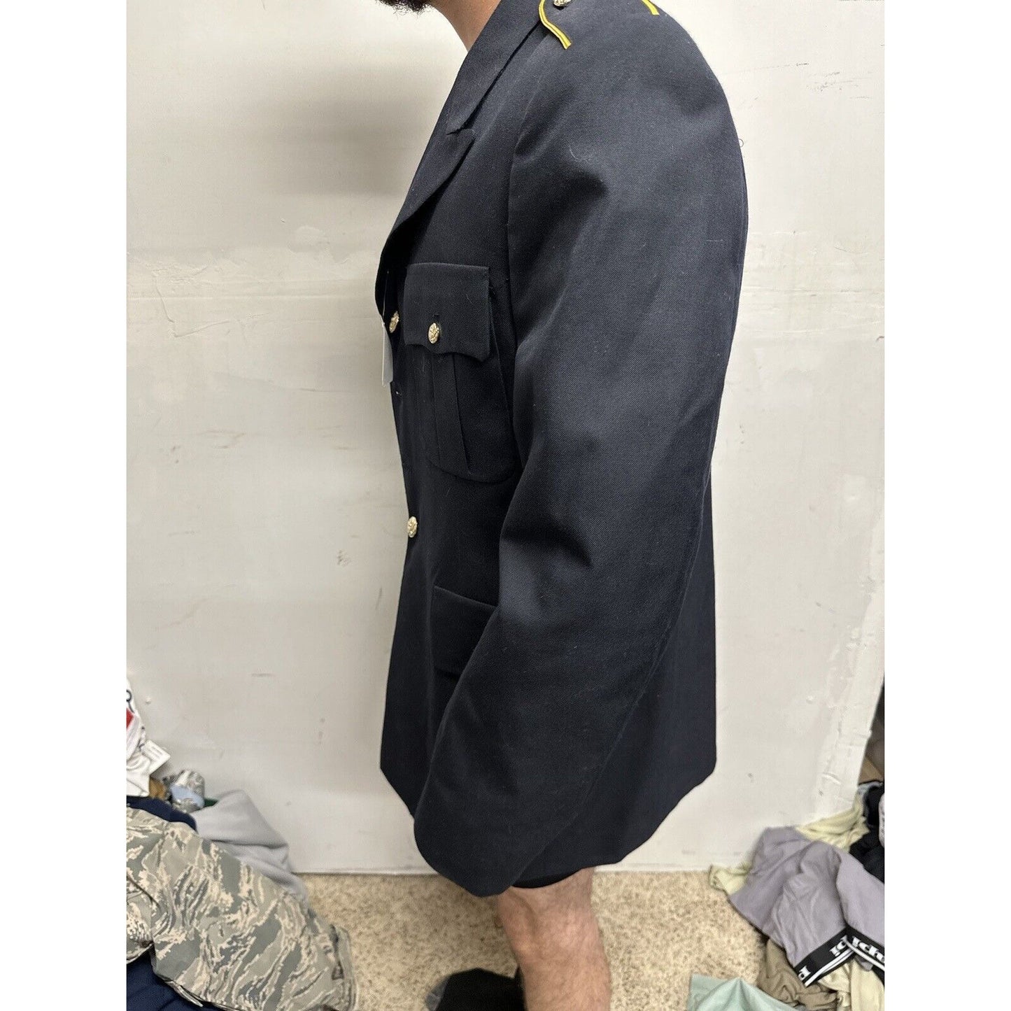 Men’s Army Coat Poly Wool Army Blue 450 42 LC Uniform Service Dress Top Coat