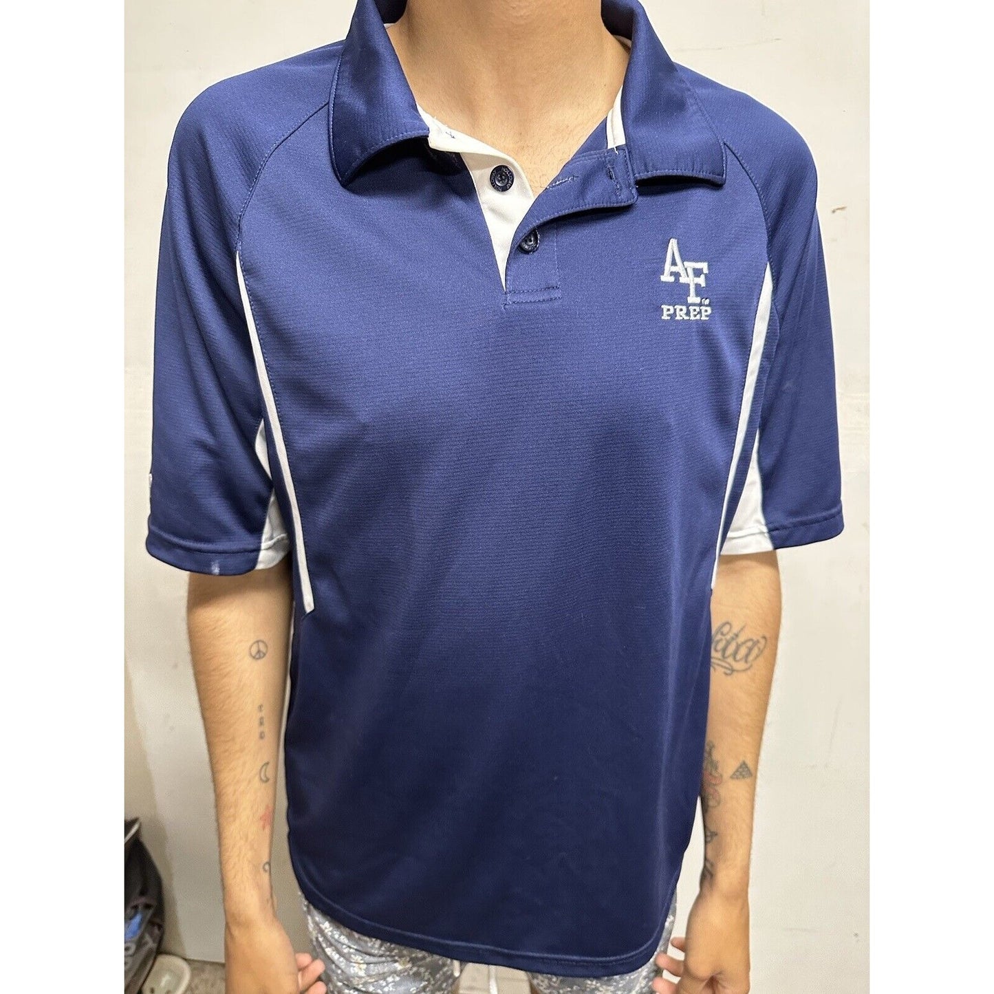 Men’s Air Force Academy Prep School Blue Polo Shirt Medium Holloway