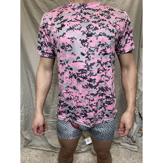 Boy's Youth Large Digi Camo Alleson Athletic Pink Compression Workout Shirt