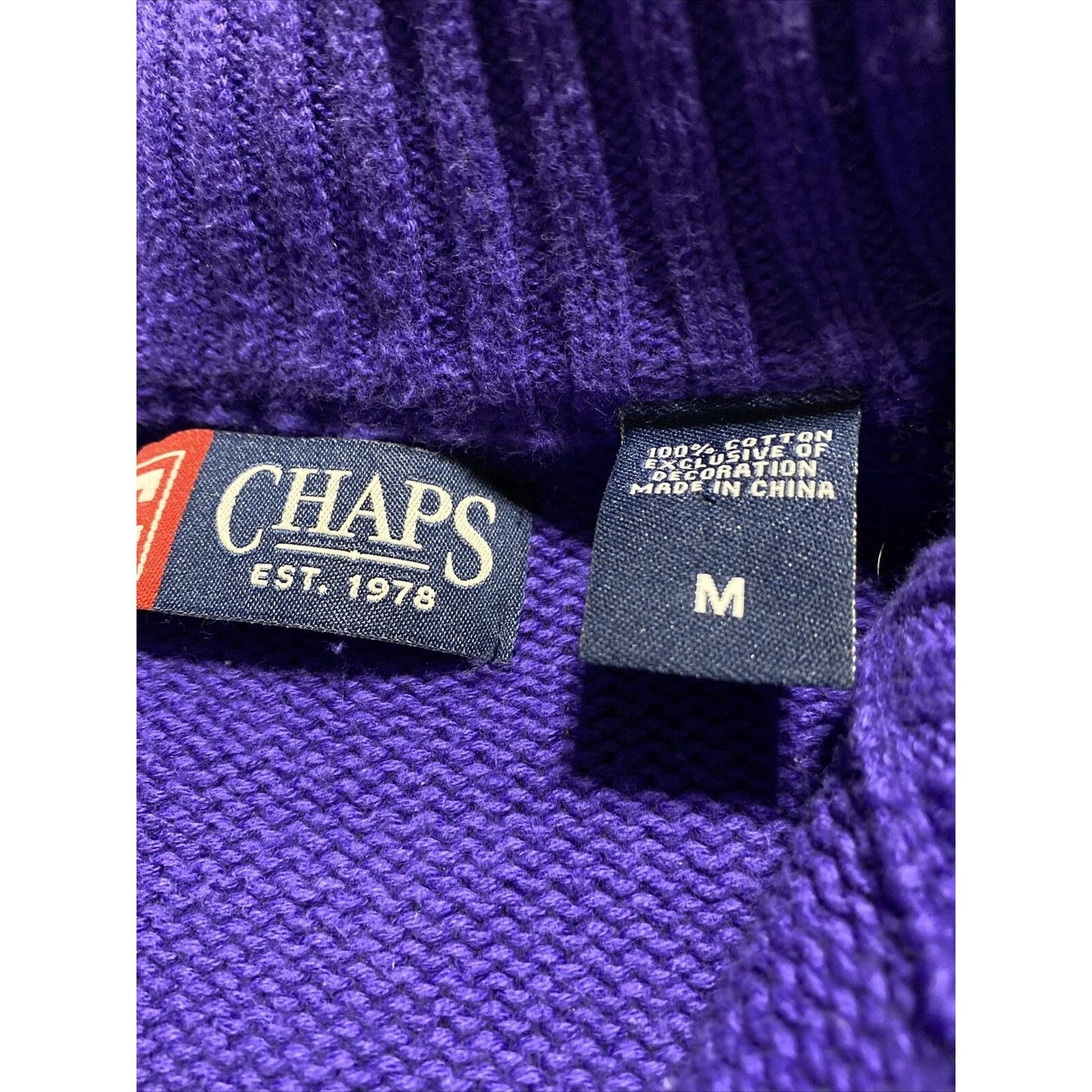 Chaps Men’s Medium Bright Purple 1/4-zip Cotton Pullover Sweatshirt