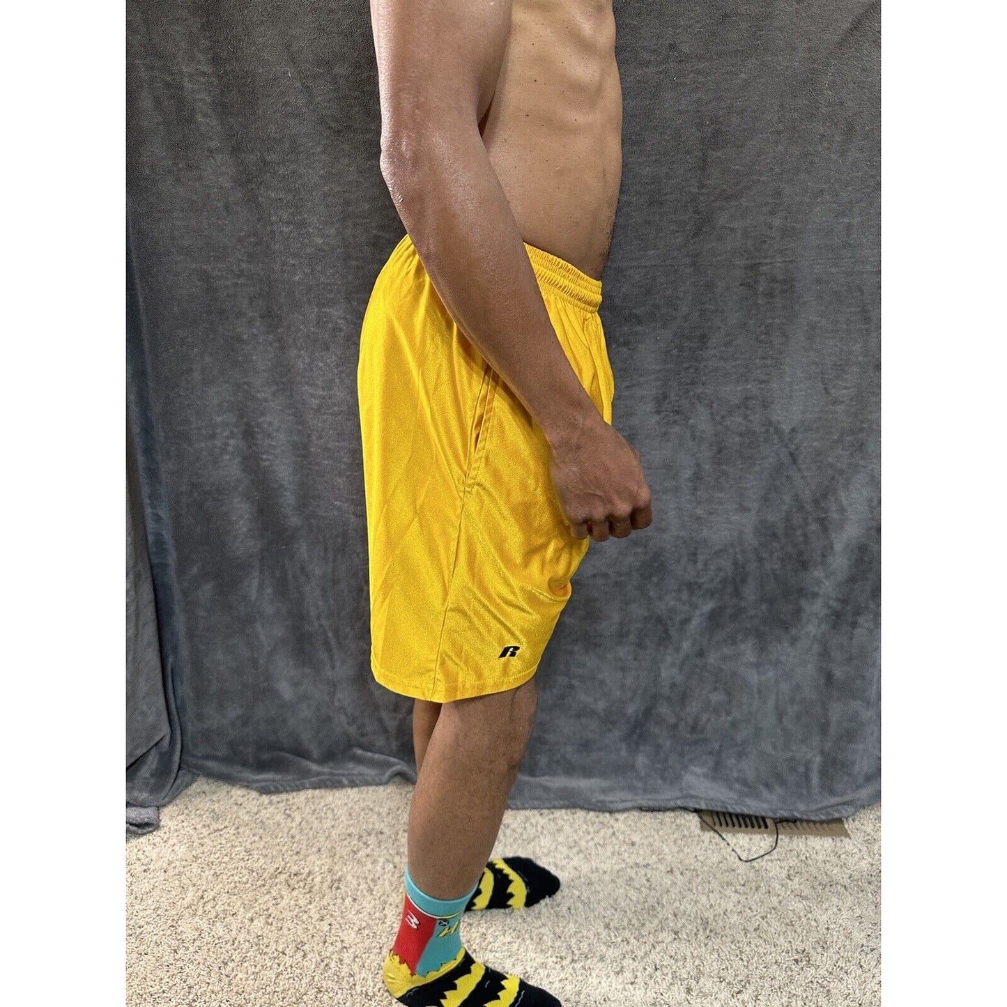 Men’s Gold Dazzle Medium Russell Athletic Shorts With Pockets