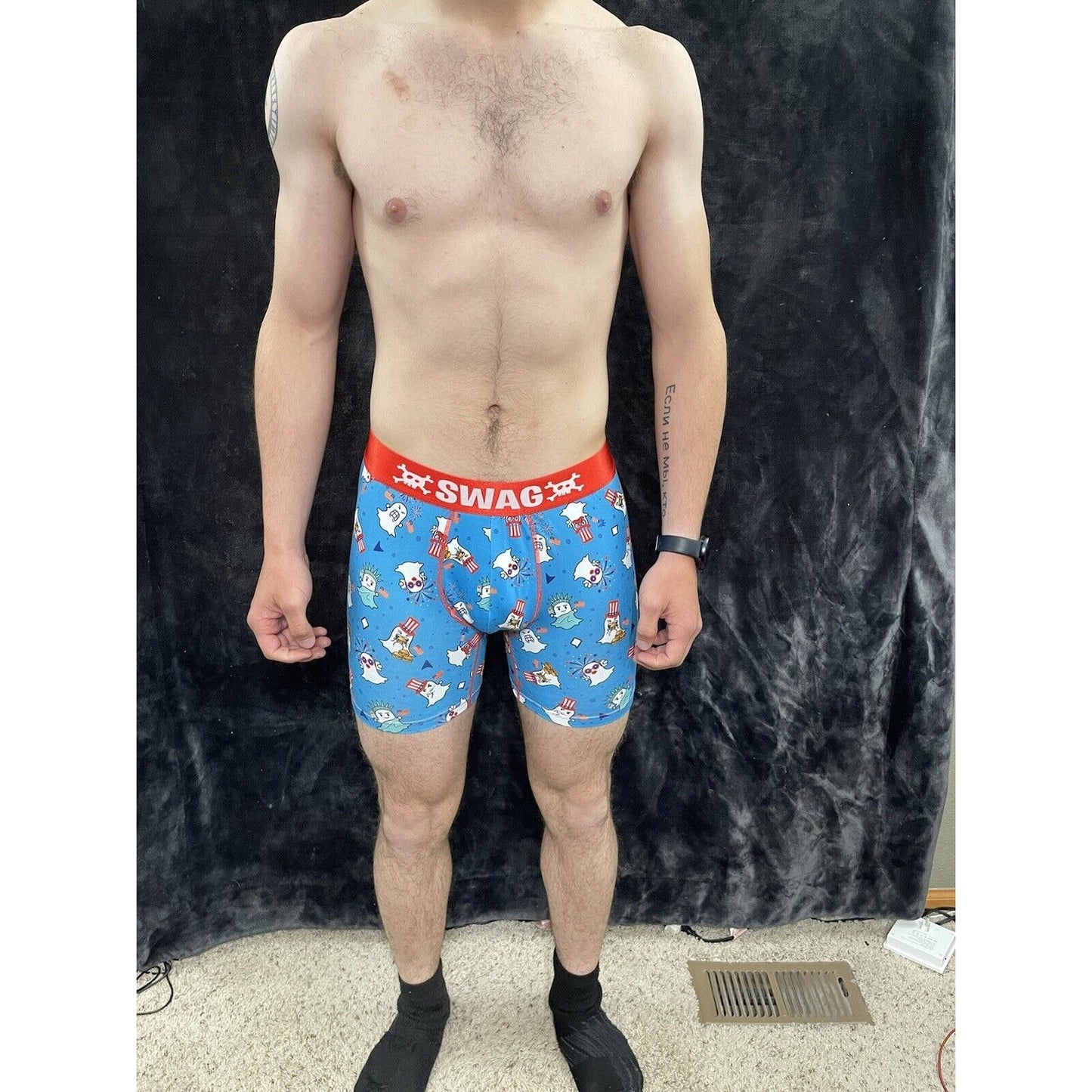 Men’s Medium Swag Boxer Briefs Americana Ghosts Patriotic Flags USA
