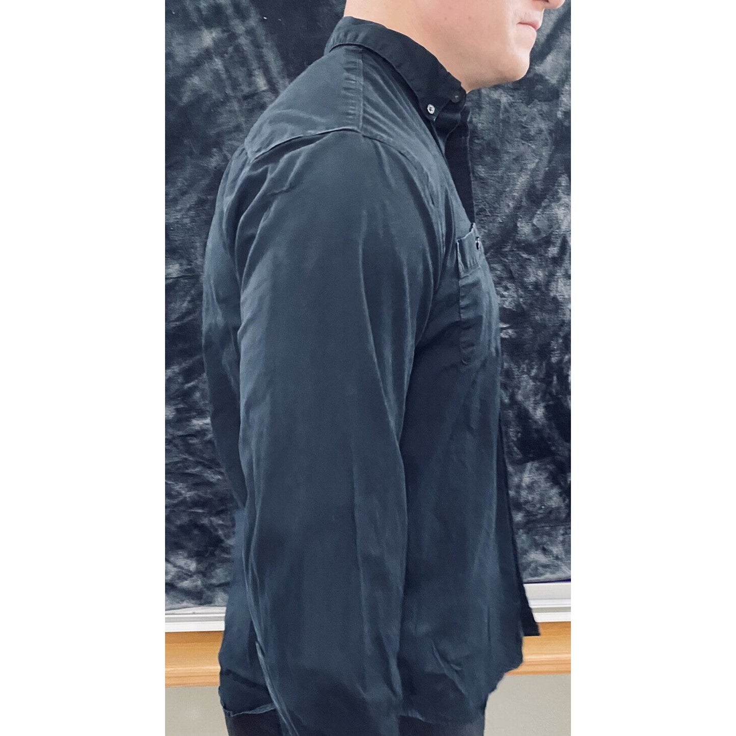 Steve's Jeans Black Cotton-stretch 2-pockets Men’s Large Button-up Long Sleeves