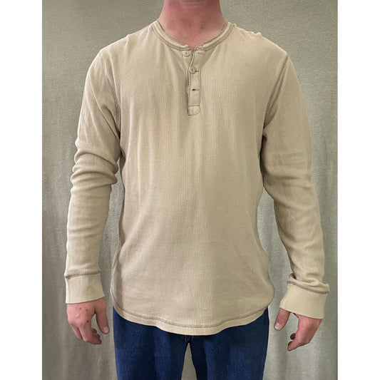 Old Navy Men’s XL Beige Oatmeal Long Sleeves Pullover Henley Shirt