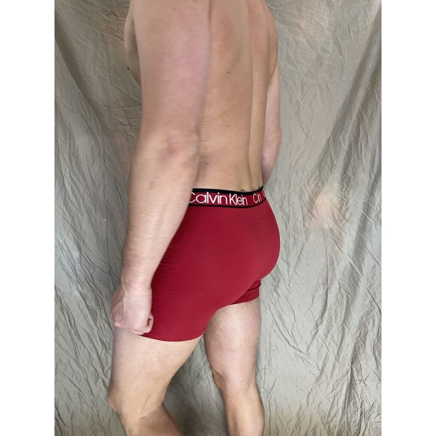 men's red calvin klein boxer brief large