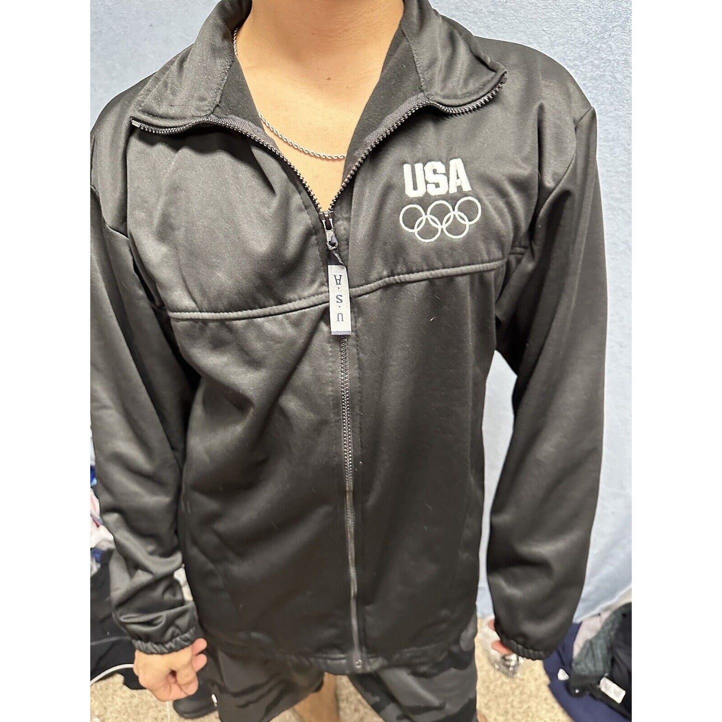 Men’s Black Full Zip XL Us Olympics Committee Jacket Black