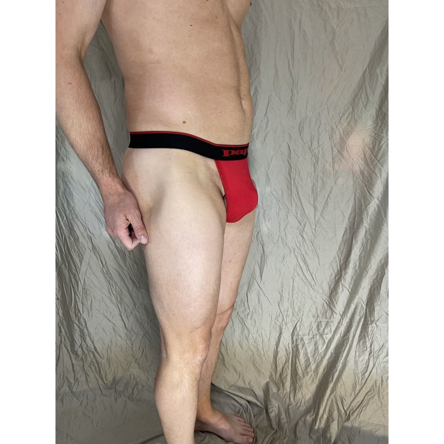 men's red papi thong black band  Small