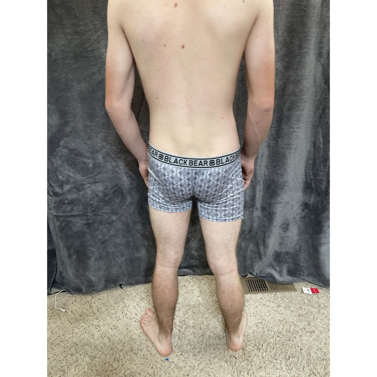 men's medium athletic trunk style black bear boxer brief gray With Circle Design