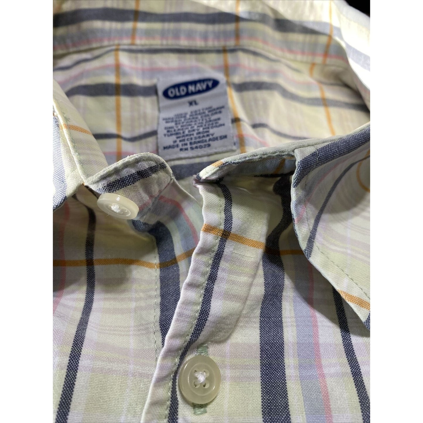 Old Navy Men’s XL Yellow Multicolor Plaid Casual Button-Down Shirt