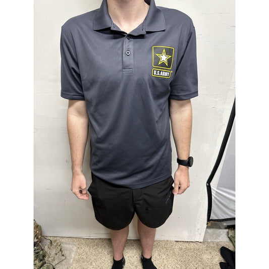 Men’s Gray Sport-tek Medium Short Sleeve Polo Shirt Us Army