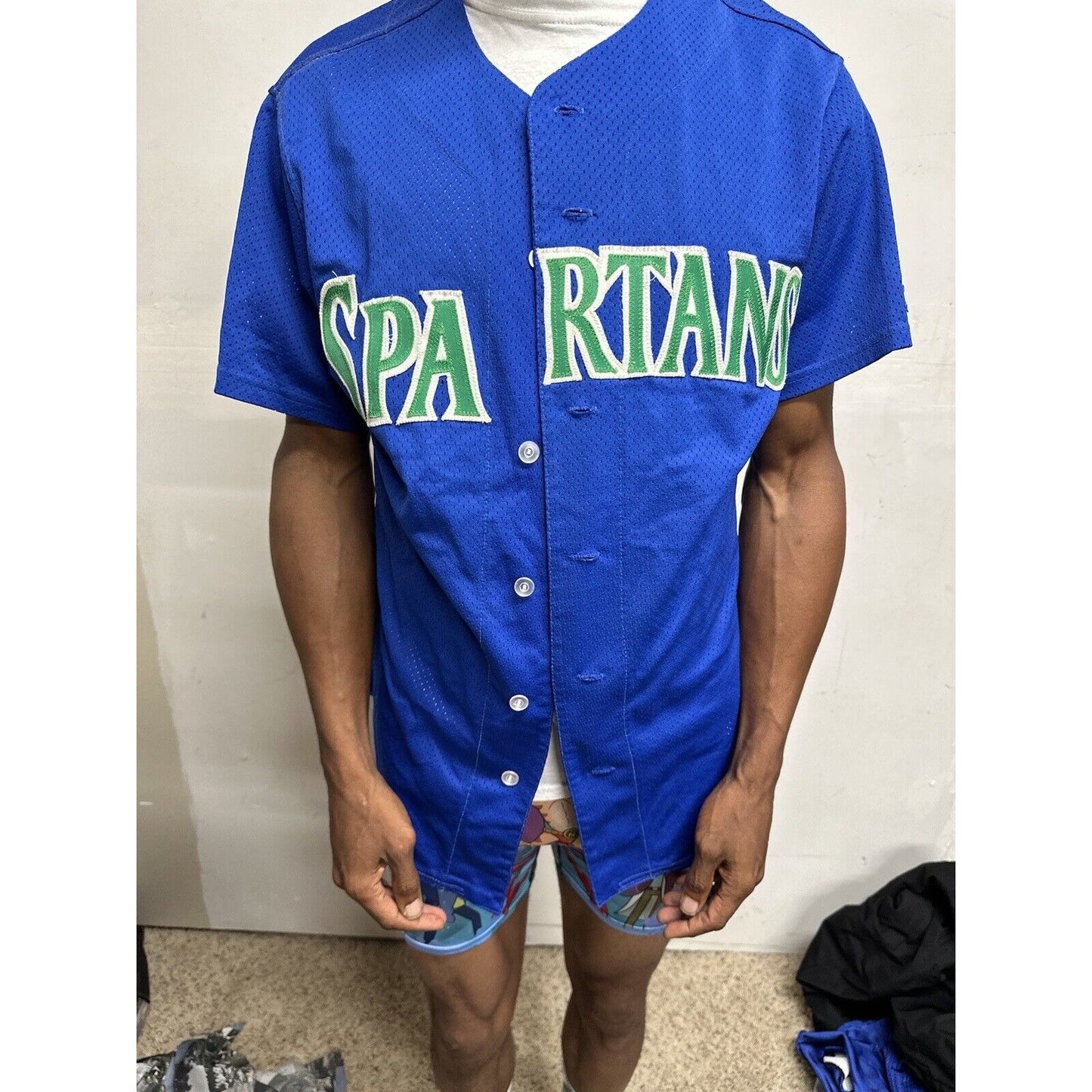 Men’s Victory Size 38 Blue Baseball Jersey Spartans