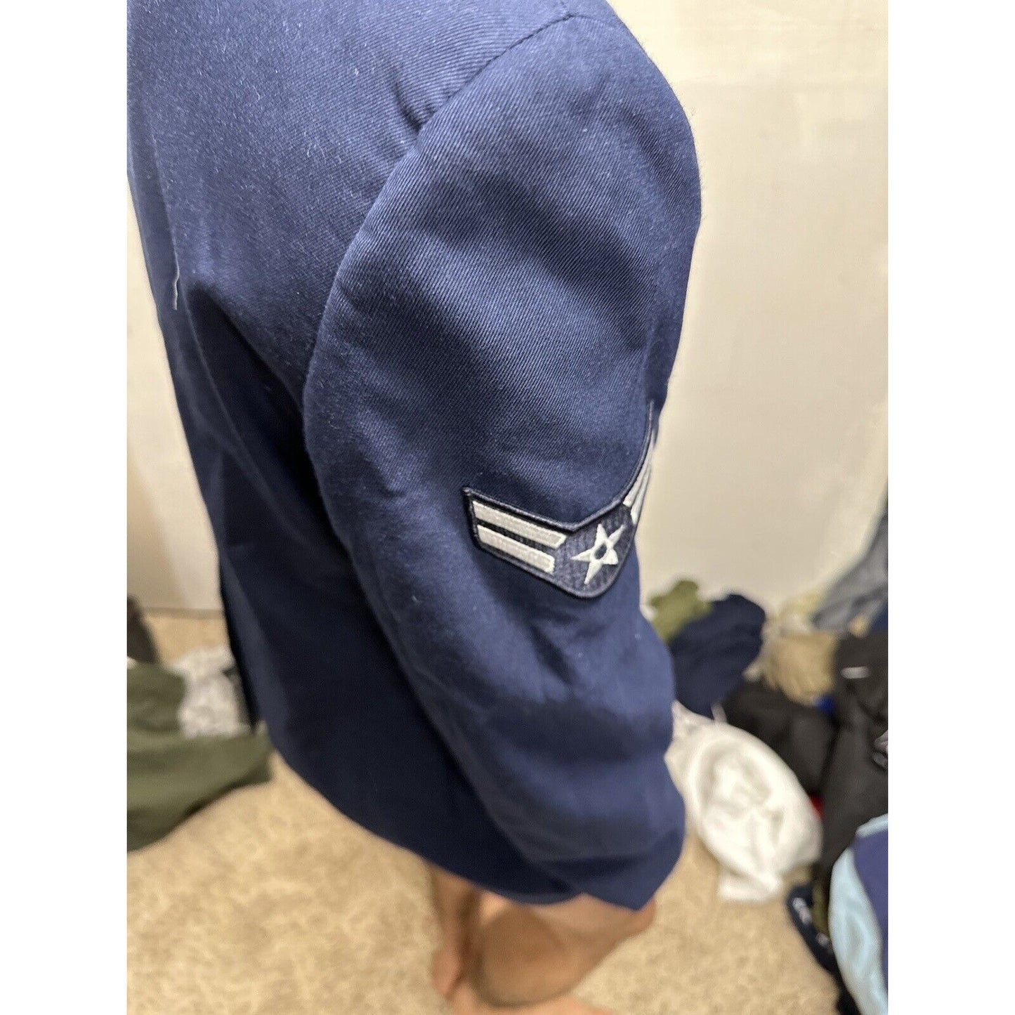 Men’s USAF Air Force Service Dress Coat Jacket Uniform 40R With Sewn Rank