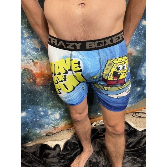 Men’s Crazy Boxer Spongebob Squarepants Size Large A Wave Of Fun