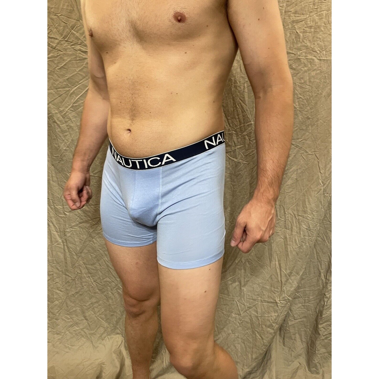 men's nautica 5% spandex boxer brief Light Blue Large