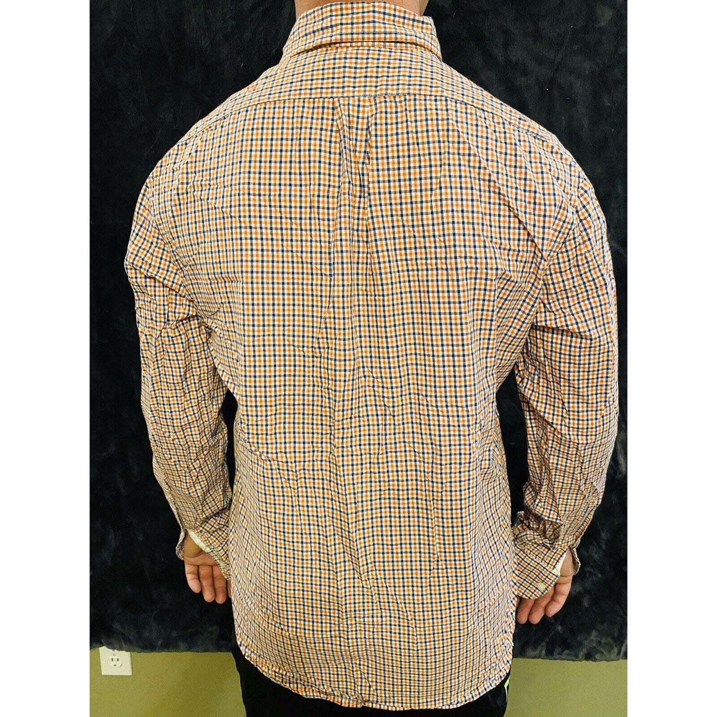 Men's Old Navy 'The Classic Shirt' Checked (blue + orange) Large Long Sleeves