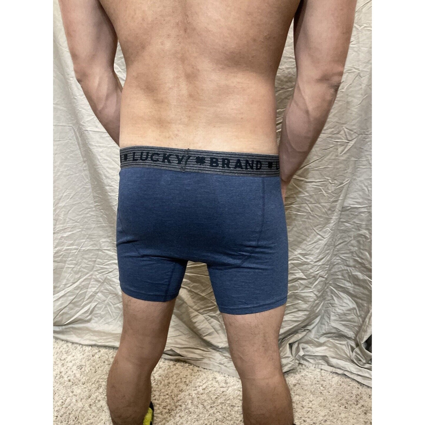 men's lucky brand dark blue boxer briefs stretch medium