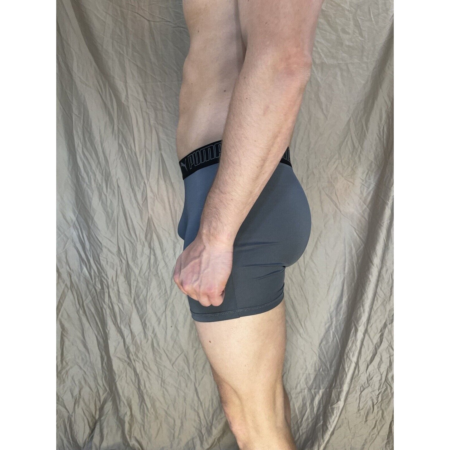 men's puma dark band gray medium compression boxer briefs