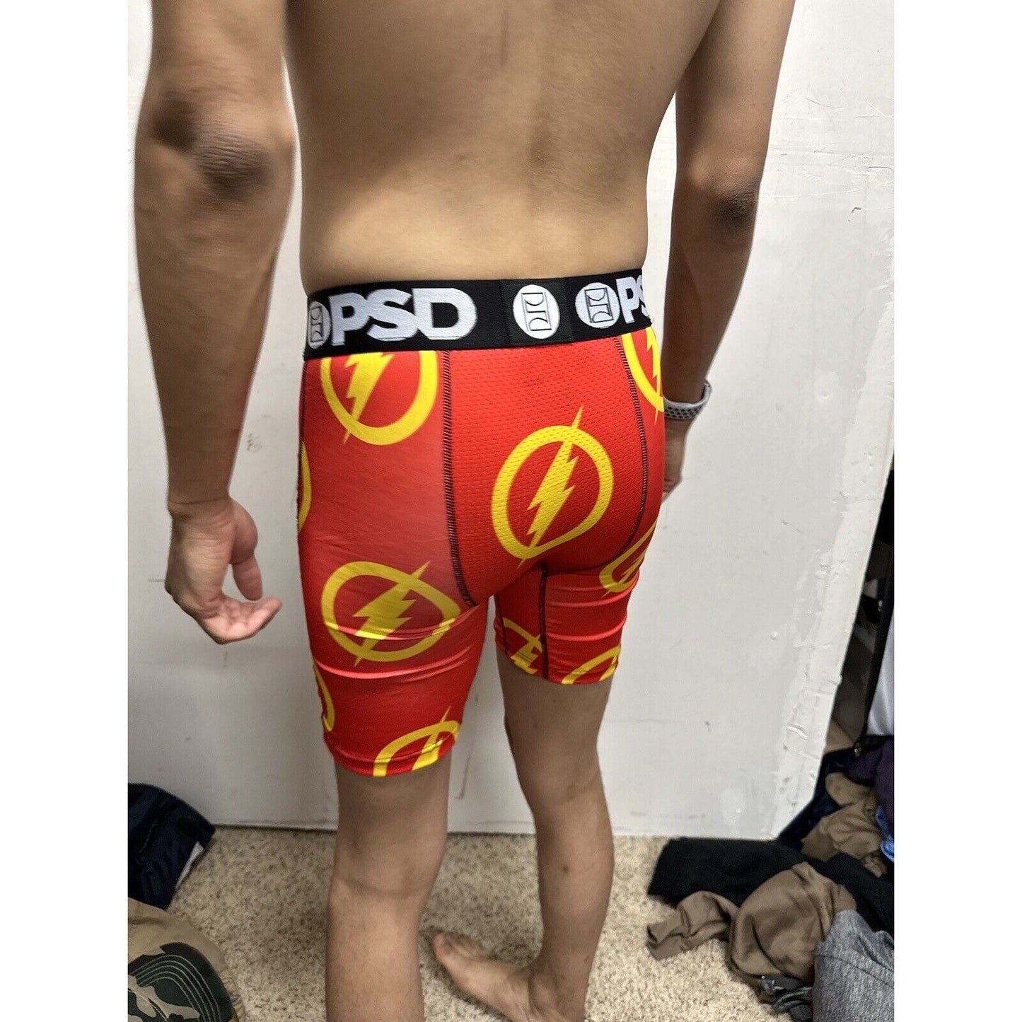 Men’s PSD Small Boxer Briefs Red Orange Flash Design