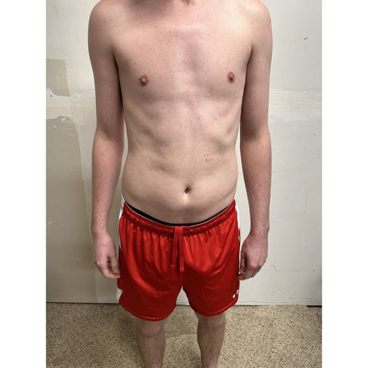 men’s medium under armour red and white athletic shorts