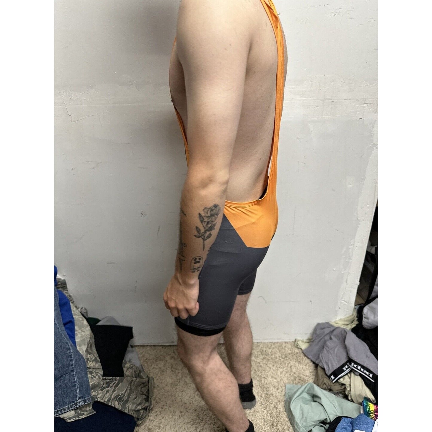 Men’s Medium Orange And Gray Tauwell Athletic Wrestling Singlet