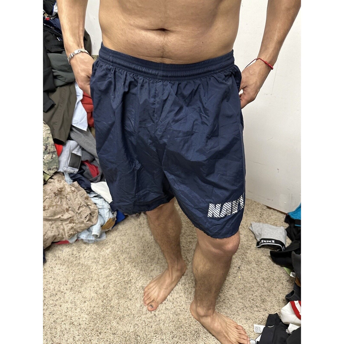 Men’s Large Navy Physical Fitness Uniform Blue Shorts Trunks