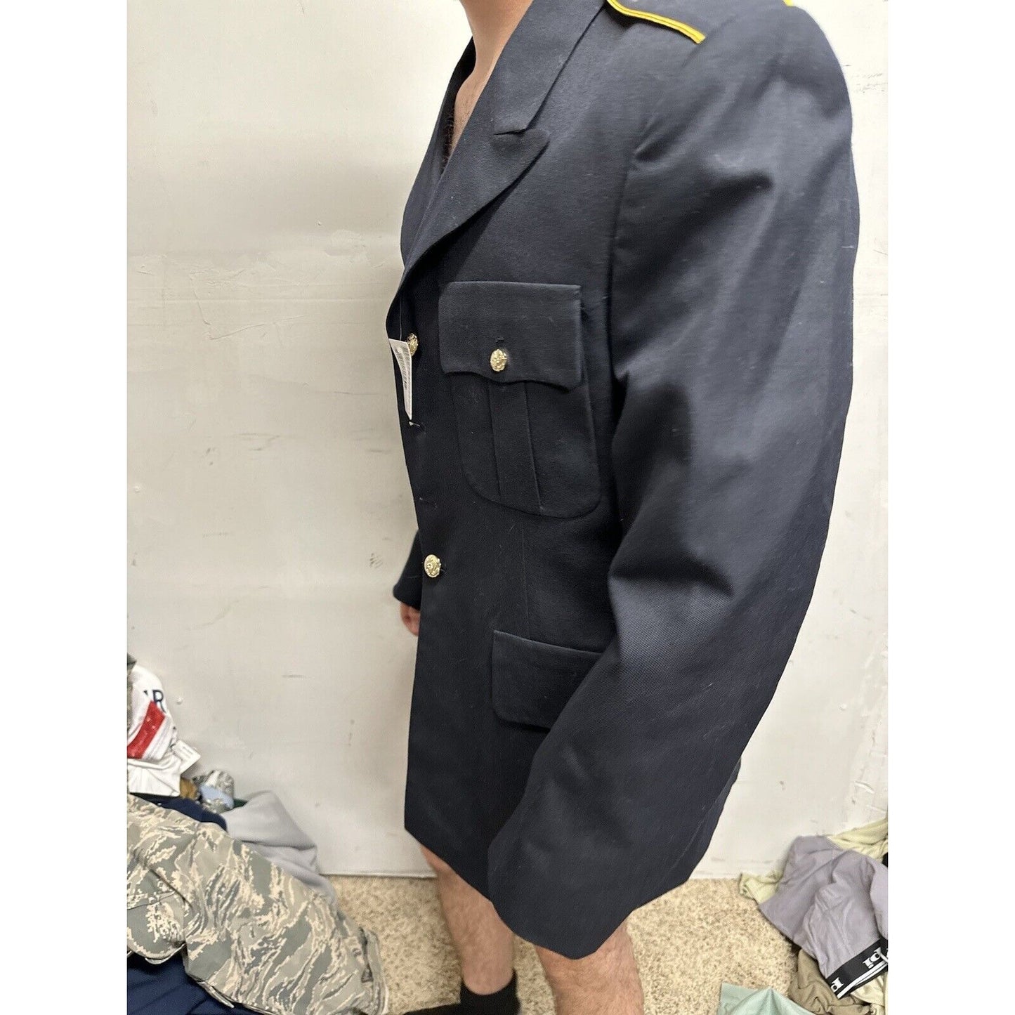 Men’s Army Coat Poly Wool Army Blue 450 42 LC Uniform Service Dress Top Coat