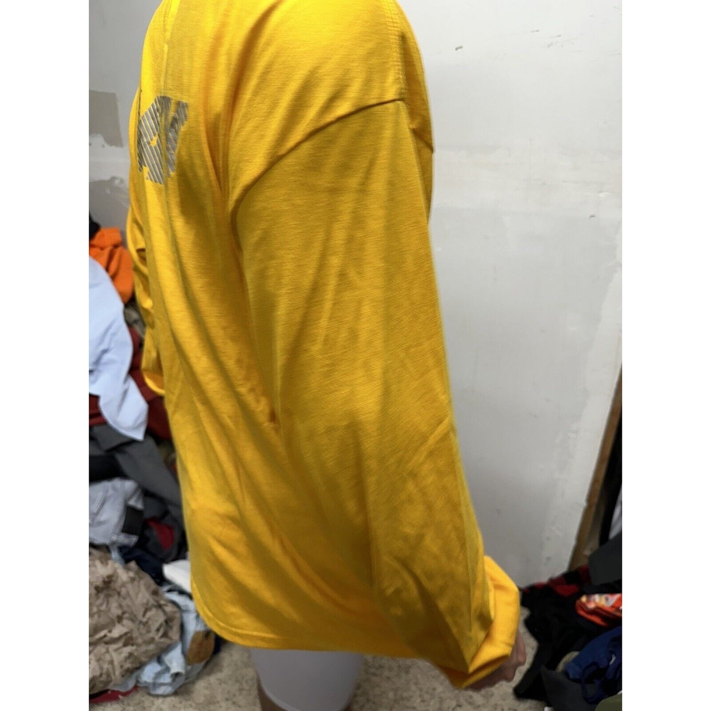 Men’s Navy Polyester PT Yellow Uniform Shirt Long Sleeve 2XL