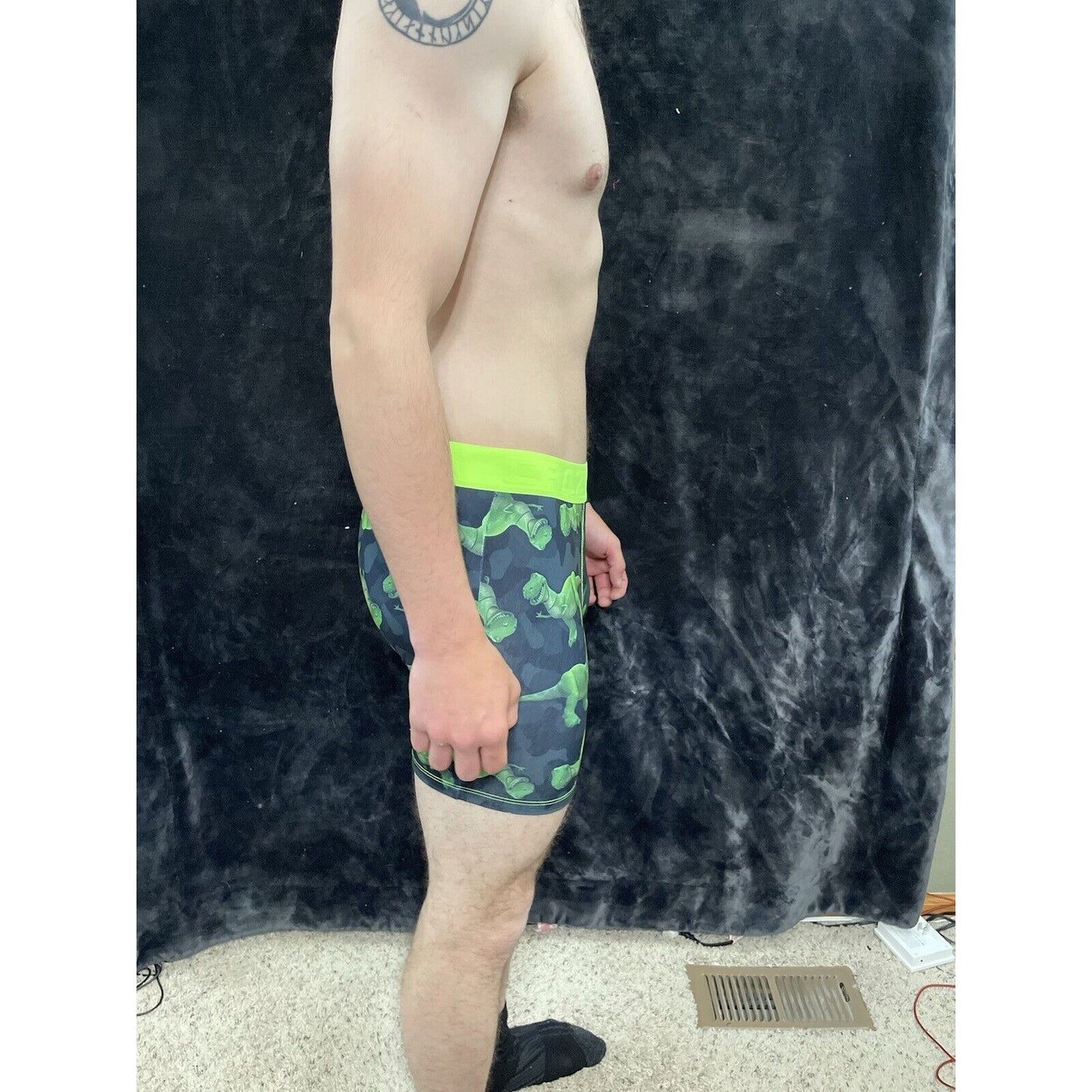 Men’s Crazy Boxer Brief Toy Story Dinosaur Disney Pixar Size Medium Green