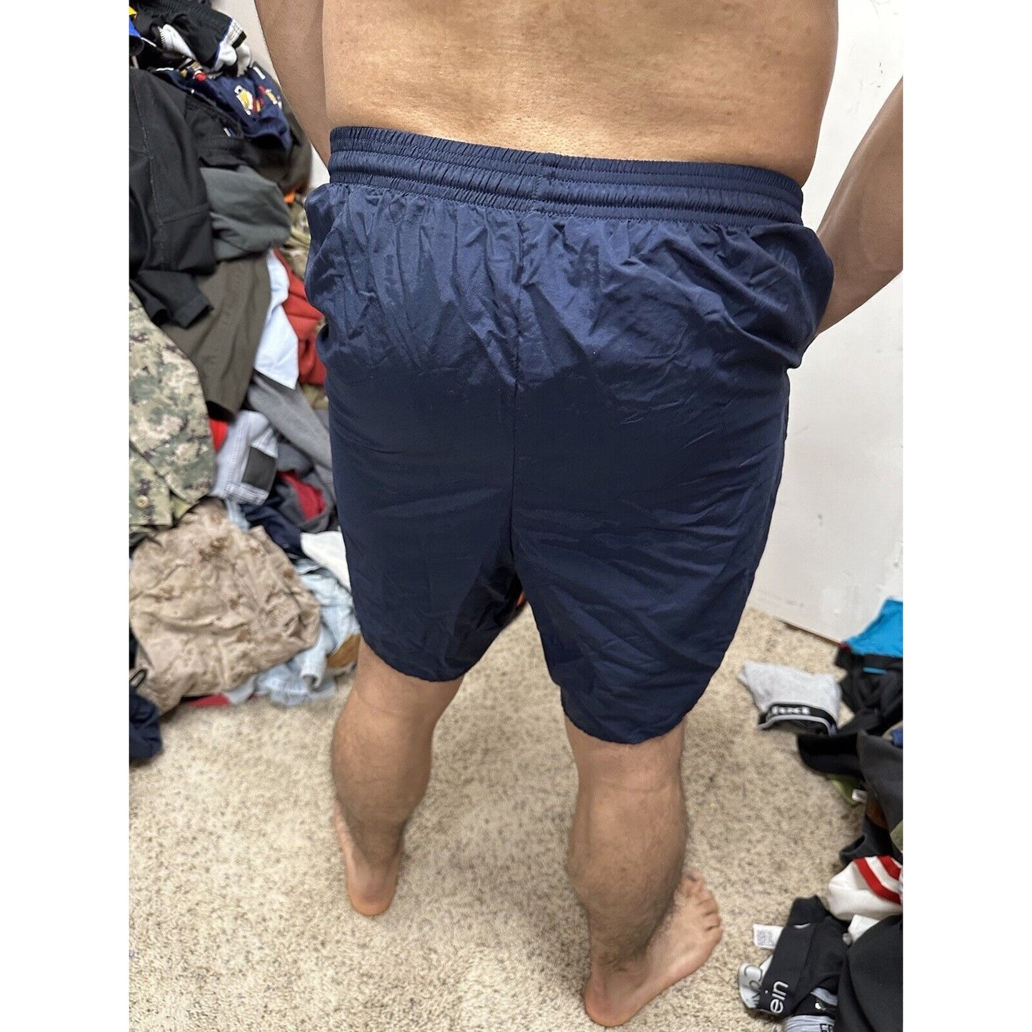 Men’s Large Navy Physical Fitness Uniform Blue Shorts Trunks