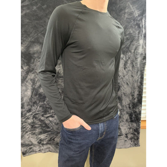 Athletic Fit Men’s Black Long Sleeve Polyester Small Shirt