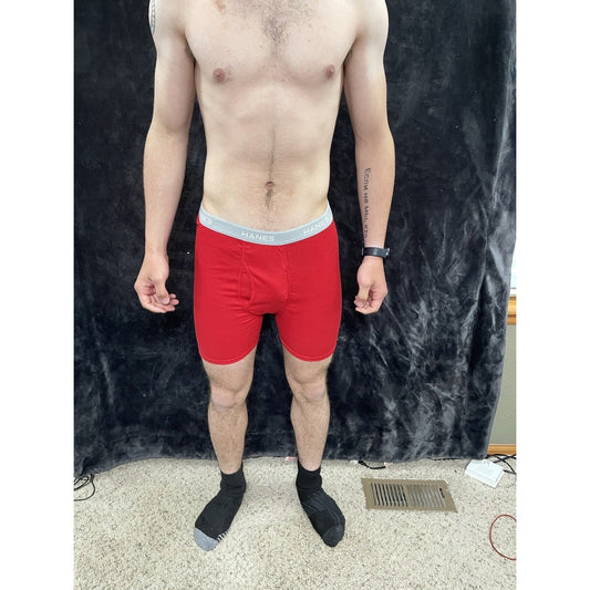 Men’s Red Hanes Boxer Briefs Medium Comfort Flex