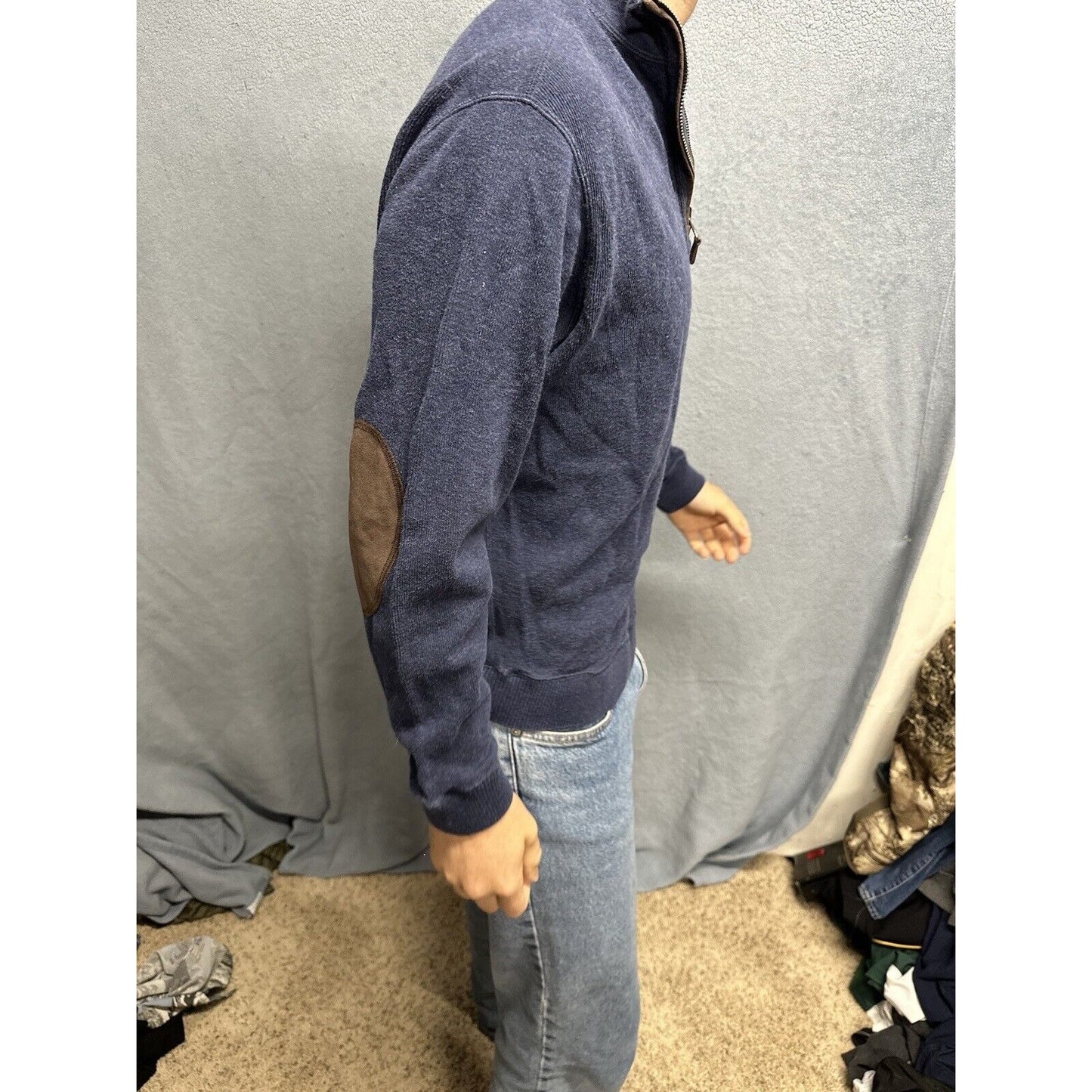 Men’s Dark Blue Medium Cremieux 1/4 Zip Long Sleep Pullover Sweater