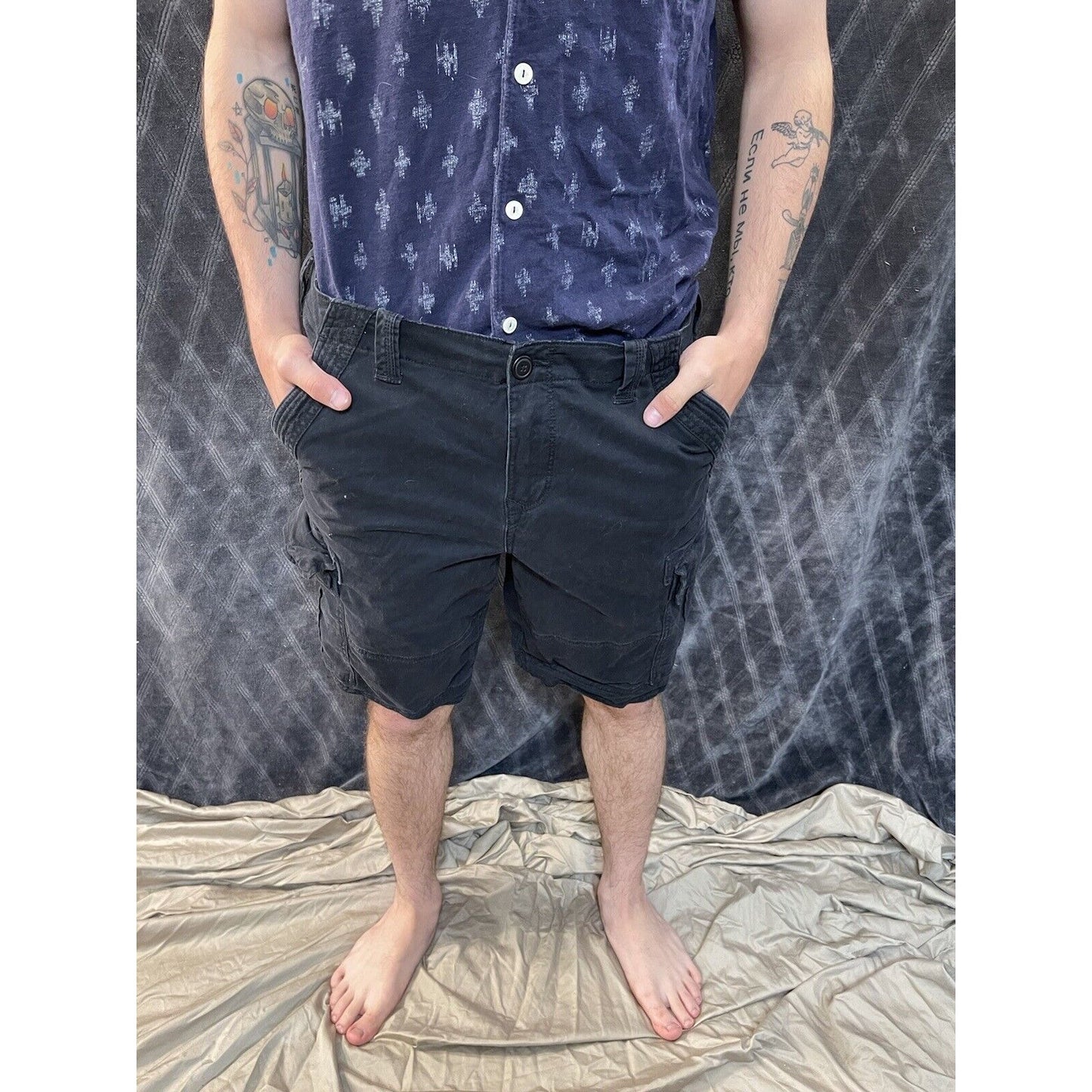 men’s size 34 george black cargo shorts