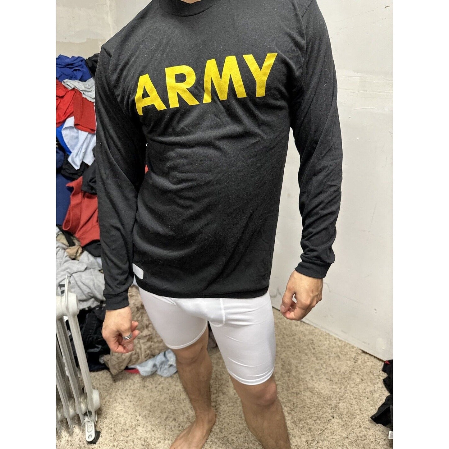 Men’s Army Pt Shirt Long Sleeve Uniform Black Multiple Sizes Long Sleeve