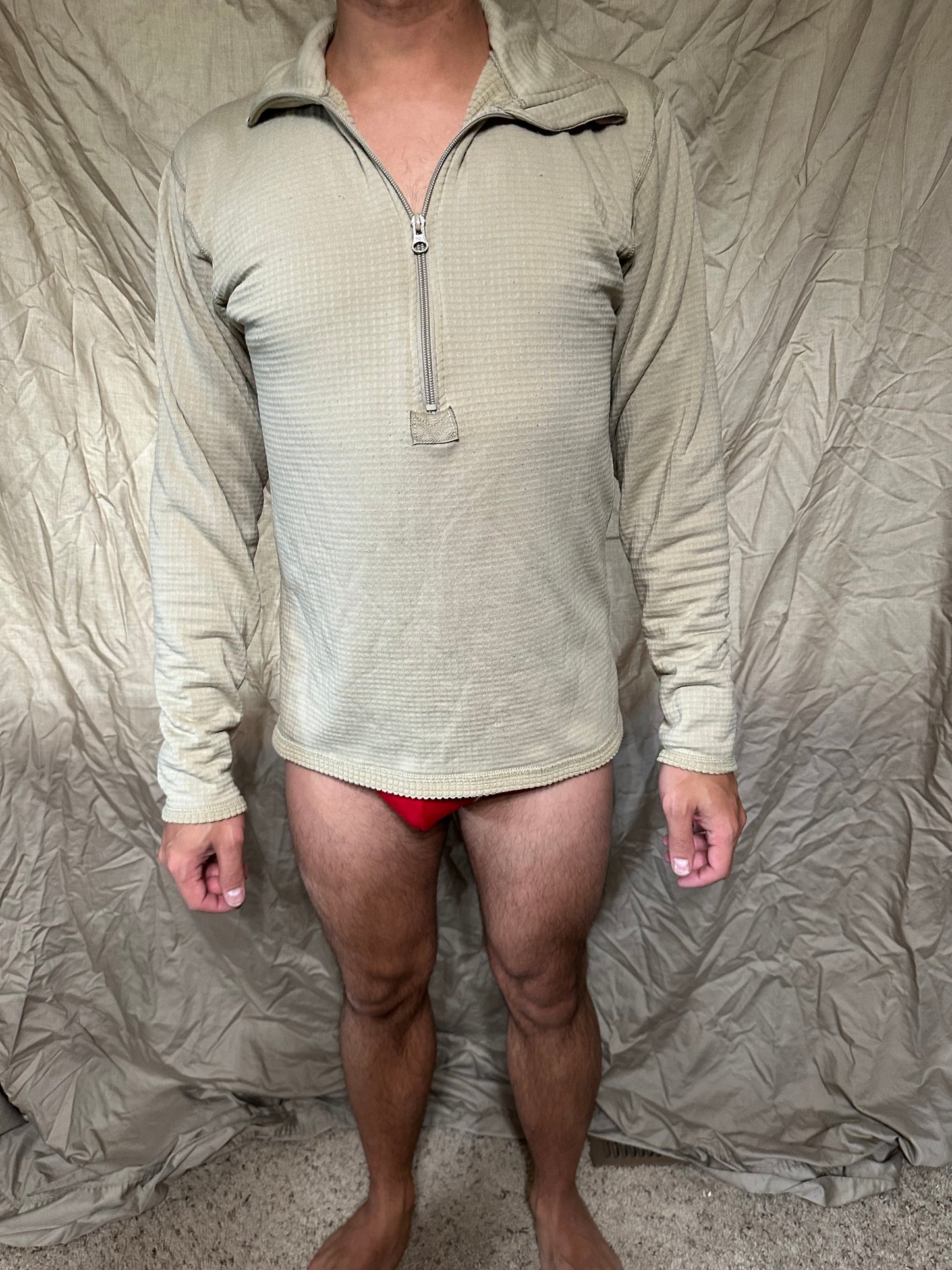 Men’s tan cold weather 1/4 zip cold weather shirt long sleeved gen iii