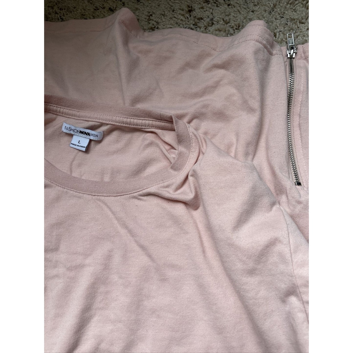 Men’s Fashion nova large long sleeve side zipper pullover Peach Color