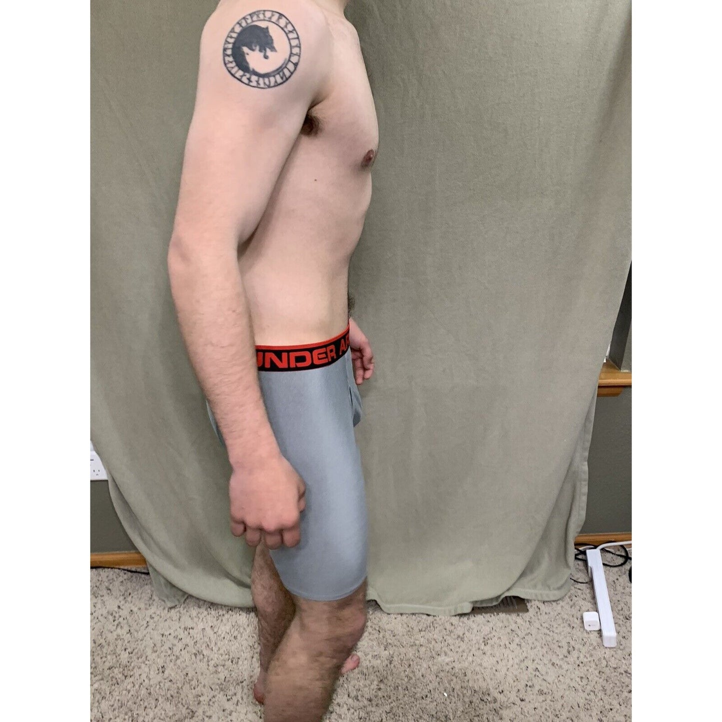 Men’s Gray With Black/Red Band under armour Ua boxerjock 6” Size Small