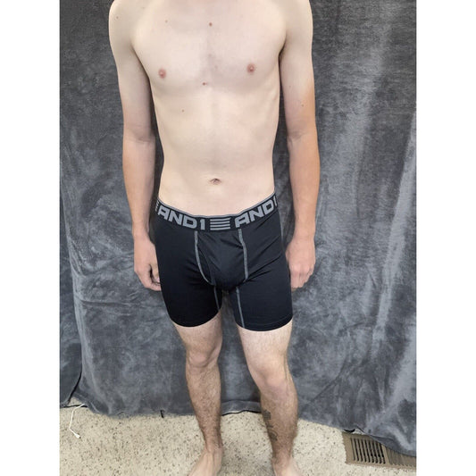 men's and1 medium black 10% spandex compression boxer brief
