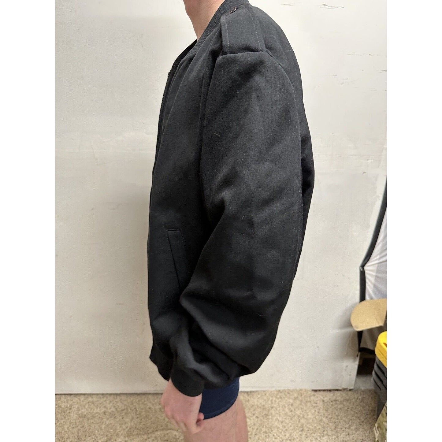 men’s army officer poly wool black miltiary jacket 50 long no liner