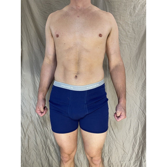 men's hanes blue boxer brief comfort flex large