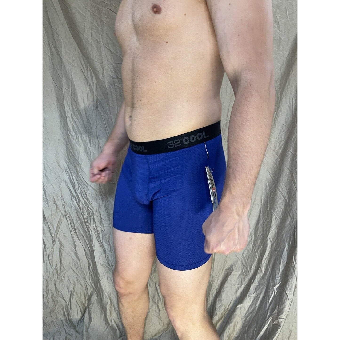 32 Degrees Cool, Mesh Boxer Brief, Performance Wicking Fly Large Blue