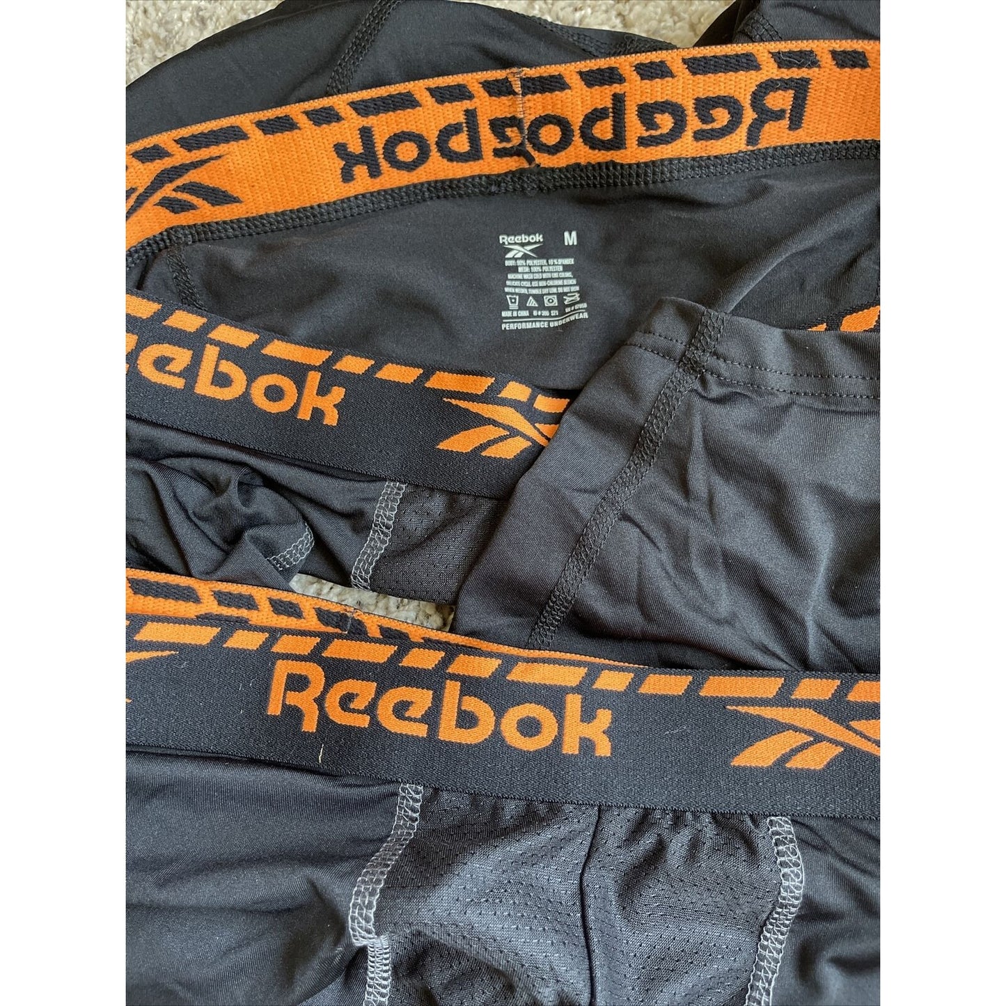 men's black reebok medium orange band compression Boxer Shorts