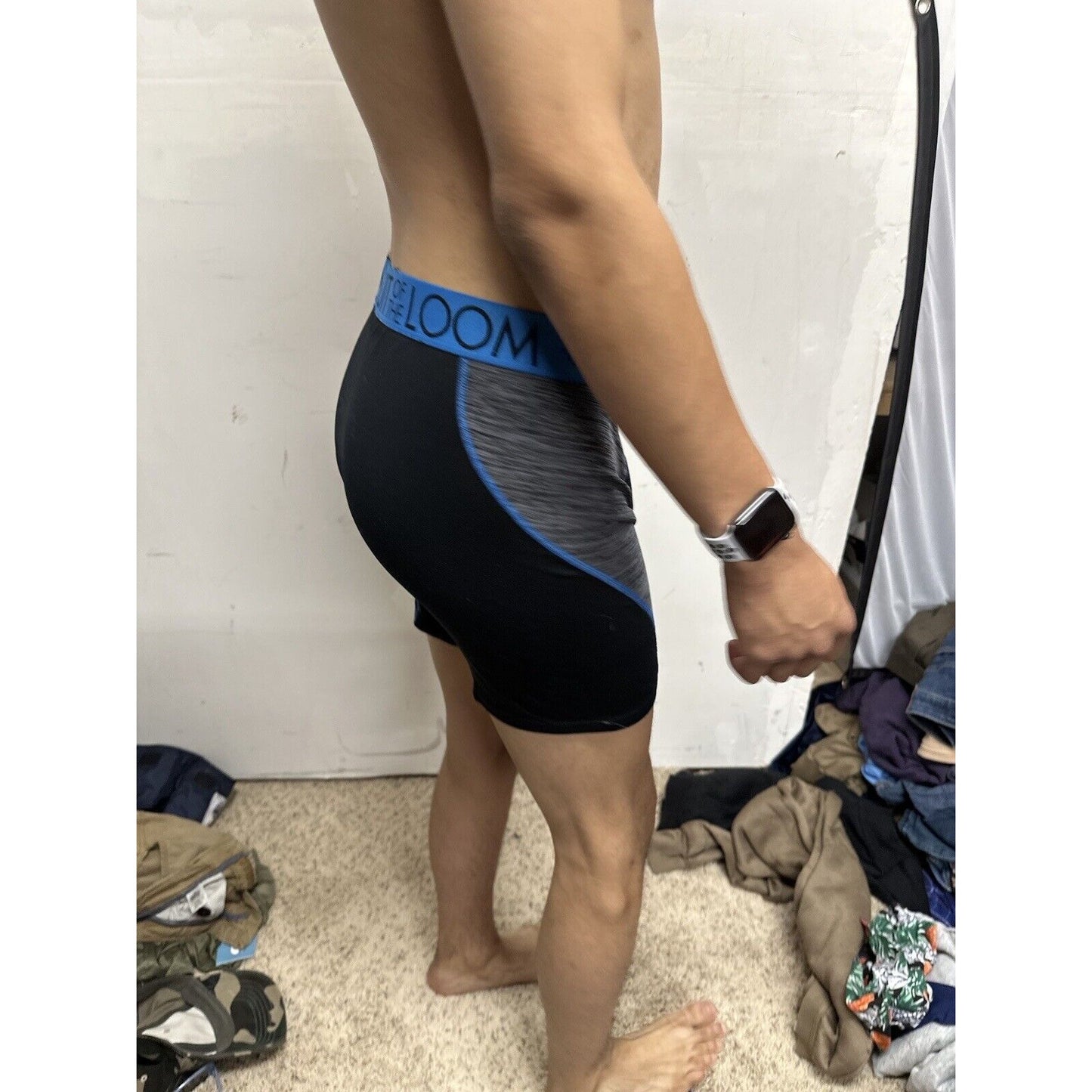 Men’s Large Fruit Of The Loom Black And Gray Boxer Briefs