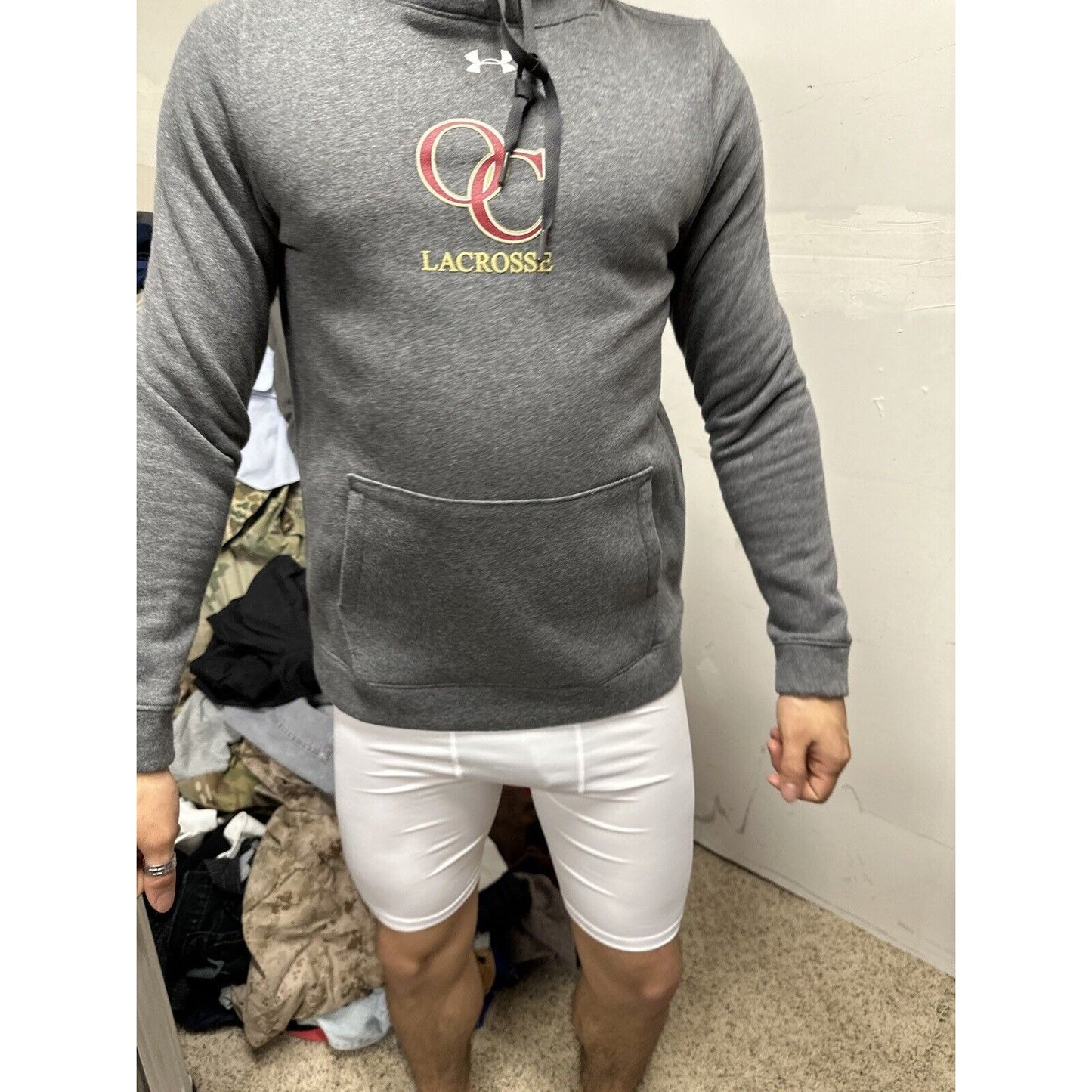 Men’s Gray OC Lacrosse Under Armour Loose Cold Gear Small Hoodie